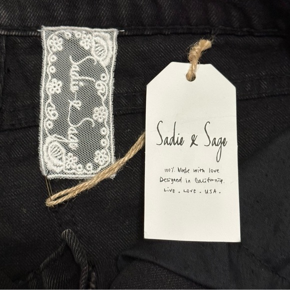 Sadie & Sage NWT Black Distressed Denim Shorts Sz S Raw Hem Micro 1.5" Inseam - Picture 5 of 11